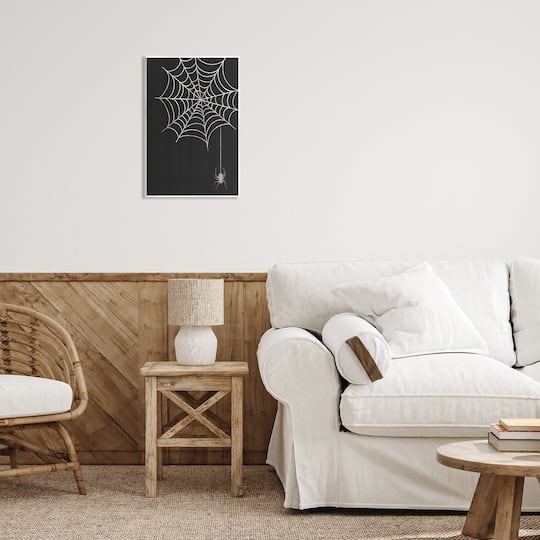 Stupell Industries Casual Black Hanging Spider Web Wall Plaque Art